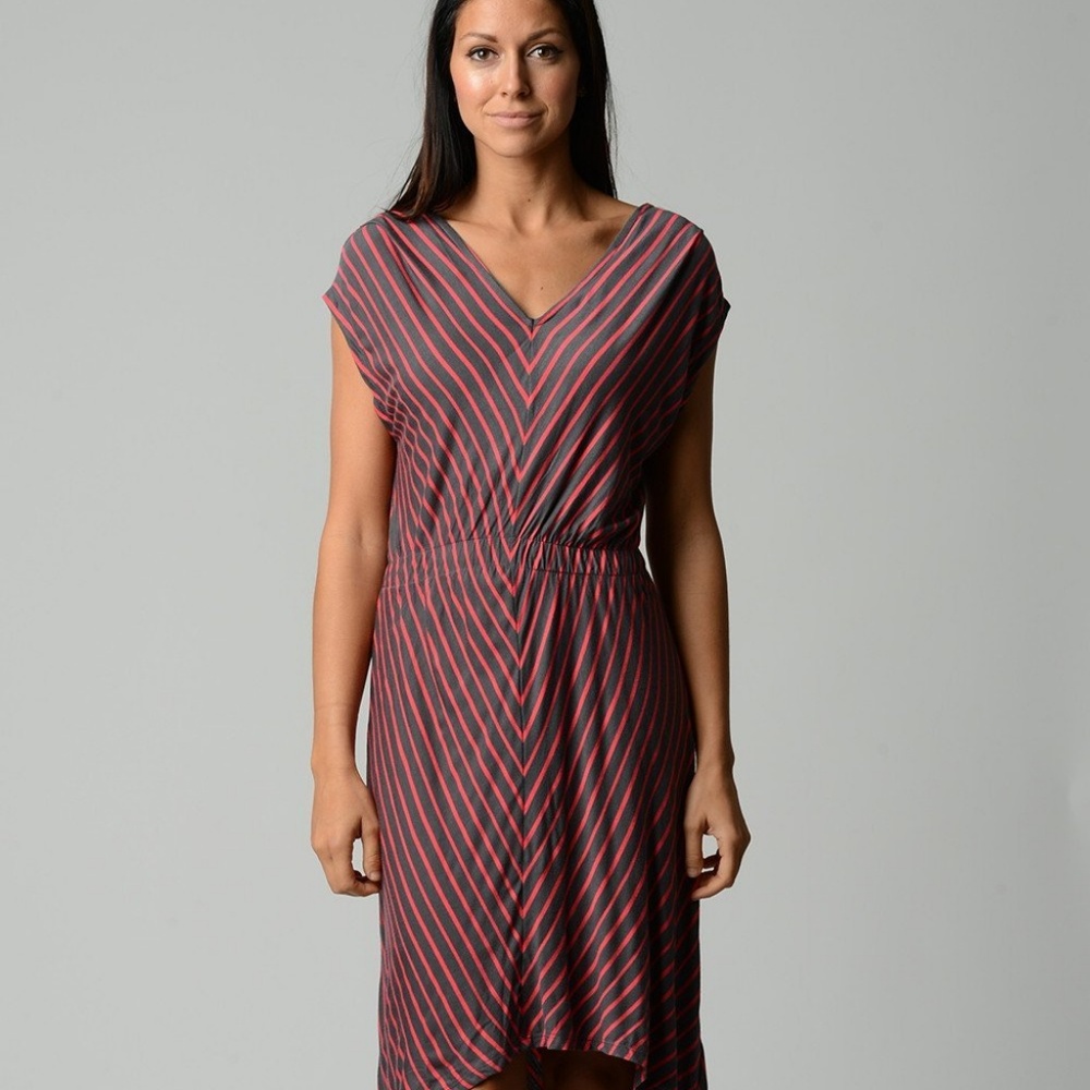 Women's Striped Hi-Low V-Neck Dress